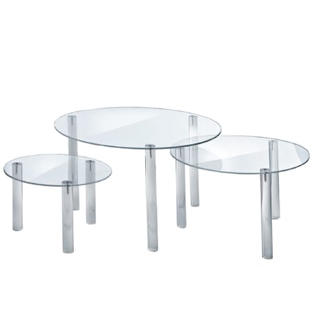Azar Displays 3-Piece Acrylic Large Round Riser Set 515305